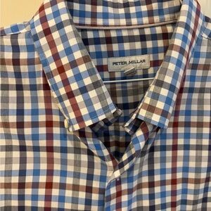 Peter Millar Men's Plaid Shirt - Blue, Dark Red, White